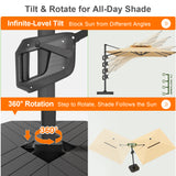 Patioslife Aegis Premium Cantilever Parasol with LED Strip Lights, Fibreglass Ribs & Powder-Coated Aluminium Pole — Luxury Garden & Patio Shade