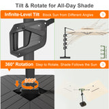 Patioslife Aegis Premium Cantilever Parasol with LED Strip Lights, Fibreglass Ribs & Powder-Coated Aluminium Pole — Luxury Garden & Patio Shade