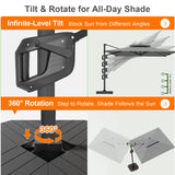 Patioslife Aegis Premium Cantilever Parasol with LED Strip Lights, Fibreglass Ribs & Powder-Coated Aluminium Pole — Luxury Garden & Patio Shade