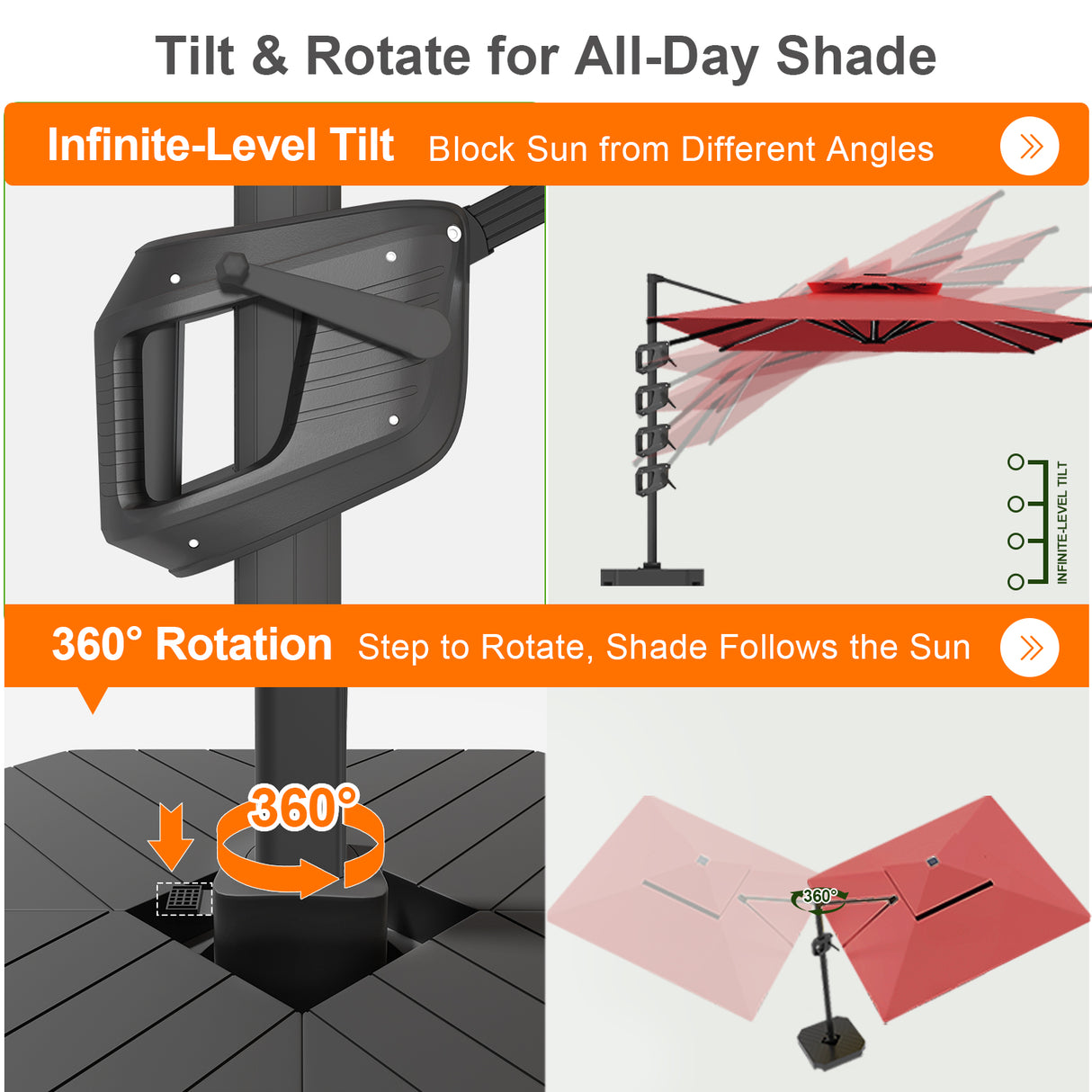Patioslife Aegis Premium Cantilever Parasol with LED Strip Lights, Fibreglass Ribs & Powder-Coated Aluminium Pole — Luxury Garden & Patio Shade
