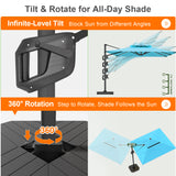 Patioslife Aegis Premium Cantilever Parasol with LED Strip Lights, Fibreglass Ribs & Powder-Coated Aluminium Pole — Luxury Garden & Patio Shade