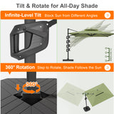 Patioslife Aegis Premium Cantilever Parasol with LED Strip Lights, Fibreglass Ribs & Powder-Coated Aluminium Pole — Luxury Garden & Patio Shade