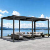 Patioslife Atlantic 3x6m Premium Louvered Pergola with Adjustable Roof Panels, Integrated Gutter System & Freestanding All-Weather Outdoor Shelter for Patio, Deck & Poolside