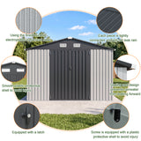 Patioslife YardVault Pro Galvanised Steel Metal Garden Shed with Window, Rust-Resistant Outdoor Tool Shed