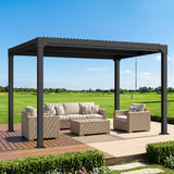 Patioslife Atlantic Premium Louvered Pergola with Adjustable Roof Panels, Integrated Gutter System & Freestanding All-Weather Outdoor Shelter for Patio, Deck & Poolside