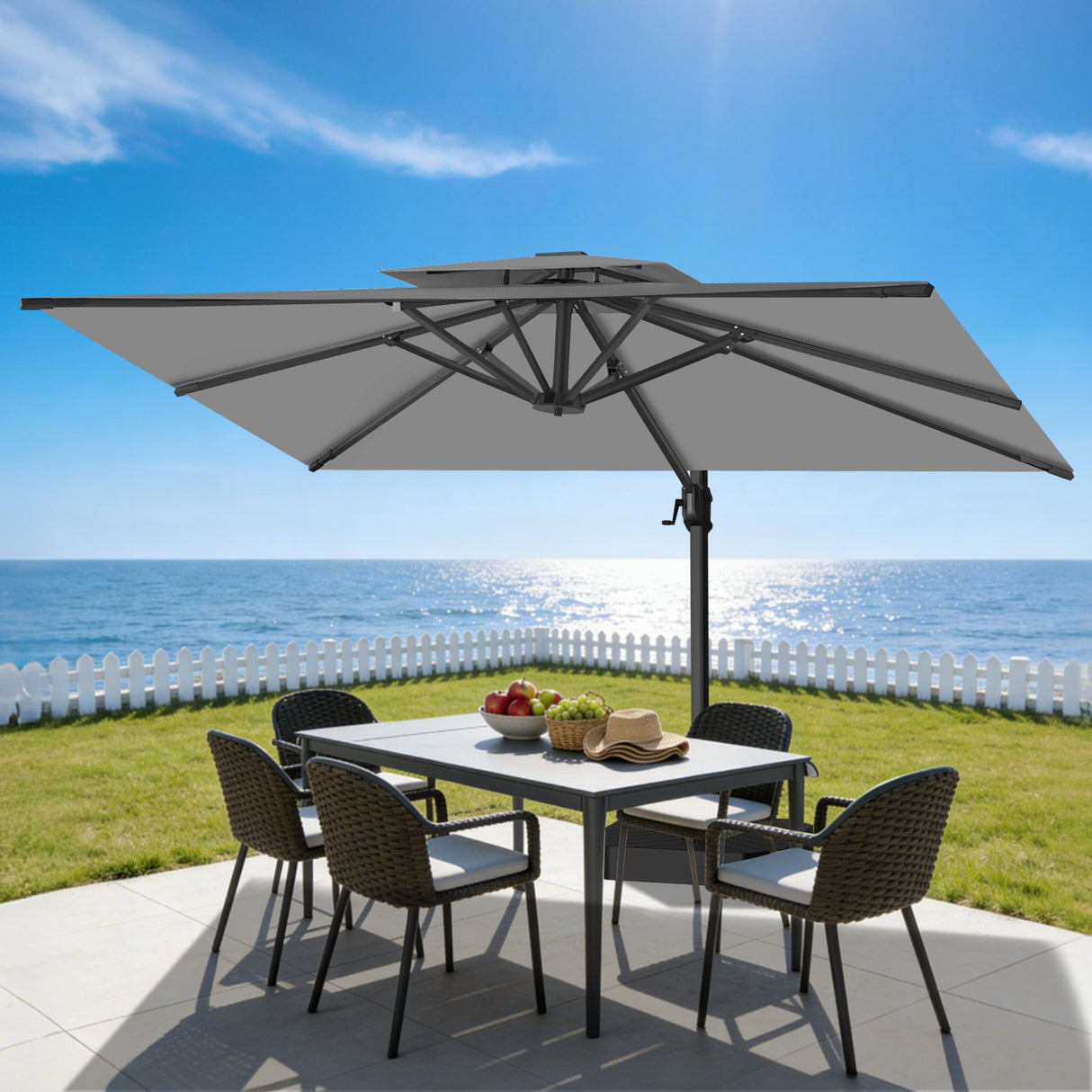 Patioslife Aegis Pro All-weather Cantilever Parasol , Reinforced & Powder-Coated Aluminium Ribs and Pole — Perfect for Garden & Patio