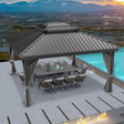 Patioslife Haven，Hardtop Gazebo，Heavy-Duty Aluminium Frame，Double-Vented Roof，Curtains Included，Patio Pergola，Garden Pavilion，Backyard Shelter，Outdoor Entertaining，Weatherproof，Sunshade & Rain Protection，Modern Outdoor Furniture，Luxury Patio Structure，Contemporary Design，Durable Construction，Premium Outdoor Living