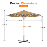 Patioslife Garden Parasol — Square & Round | Heavy-Duty Aluminium Pole, Double Vent Canopy | 2.7m, 3m & 3.35m