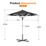 Patioslife Garden Parasol — Square & Round | Heavy-Duty Aluminium Pole, Double Vent Canopy | 2.7m, 3m & 3.35m