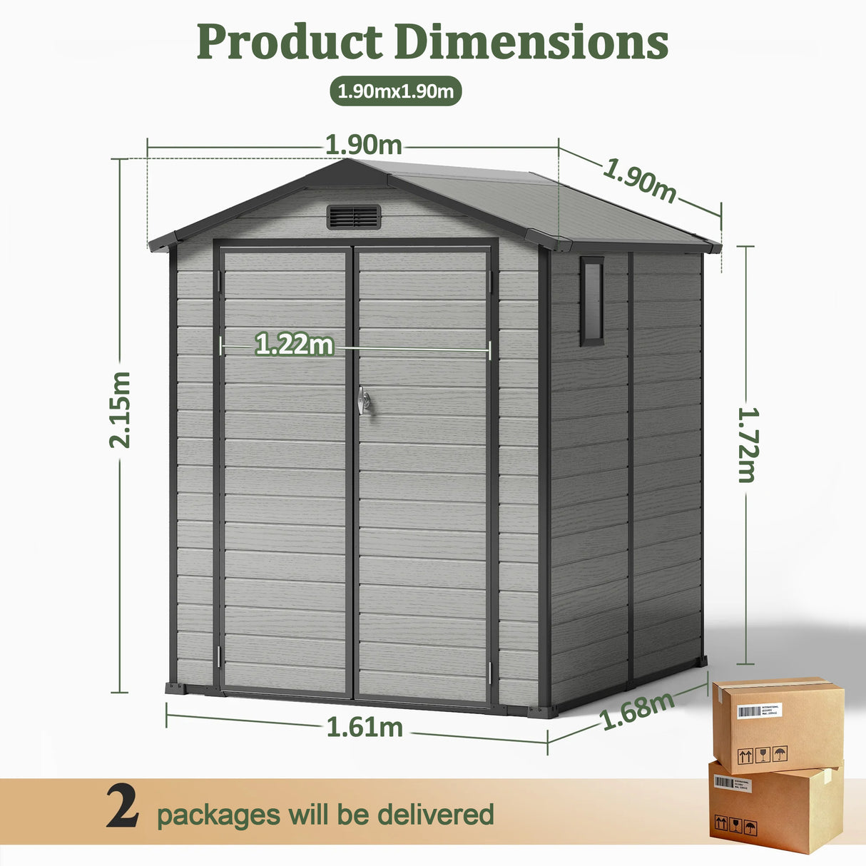 Patioslife YardVault Resin Garden Storage Shed with Bulid-in Floor, Lock & Window