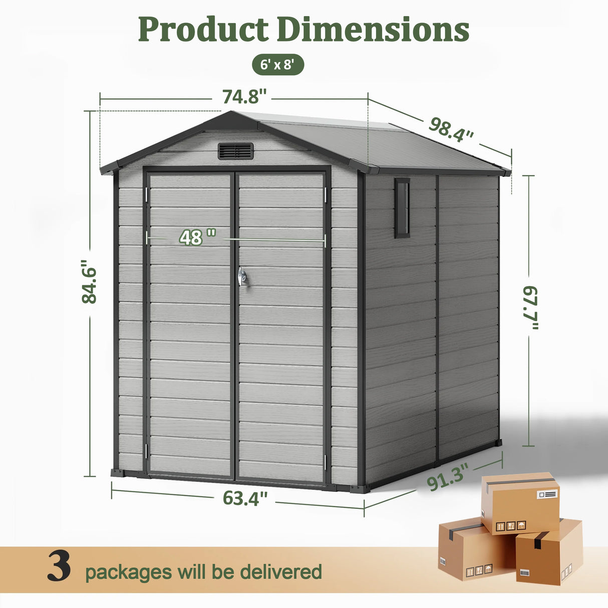 Patioslife YardVault Resin Garden Storage Shed with Bulid-in Floor, Lock & Window
