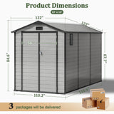 Patioslife YardVault Resin Garden Storage Shed with Bulid-in Floor, Lock & Window
