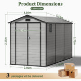 Patioslife YardVault Resin Garden Storage Shed with Bulid-in Floor, Lock & Window