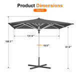 Patioslife Garden Parasol — Square & Round | Heavy-Duty Aluminium Pole, Double Vent Canopy | 2.7m, 3m & 3.35m