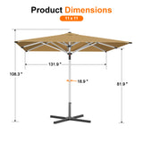 Patioslife Garden Parasol — Square & Round | Heavy-Duty Aluminium Pole, Double Vent Canopy | 2.7m, 3m & 3.35m