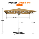 Patioslife Garden Parasol — Square & Round | Heavy-Duty Aluminium Pole, Double Vent Canopy | 2.7m, 3m & 3.35m