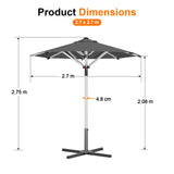 Patioslife Garden Parasol — Square & Round | Heavy-Duty Aluminium Pole, Double Vent Canopy | 2.7m, 3m & 3.35m