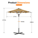 Patioslife Garden Parasol — Square & Round | Heavy-Duty Aluminium Pole, Double Vent Canopy | 2.7m, 3m & 3.35m