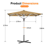 Patioslife Garden Parasol — Square & Round | Heavy-Duty Aluminium Pole, Double Vent Canopy | 2.7m, 3m & 3.35m