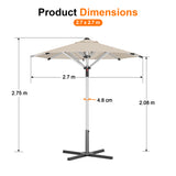Patioslife Garden Parasol — Square & Round | Heavy-Duty Aluminium Pole, Double Vent Canopy | 2.7m, 3m & 3.35m
