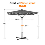 Patioslife Garden Parasol — Square & Round | Heavy-Duty Aluminium Pole, Double Vent Canopy | 2.7m, 3m & 3.35m