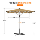 Patioslife Garden Parasol — Square & Round | Heavy-Duty Aluminium Pole, Double Vent Canopy | 2.7m, 3m & 3.35m