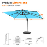 Patioslife Aegis Pro All-weather Cantilever Parasol with LED Lights, Reinforced & Powder-Coated Aluminium Ribs and Pole — Perfect for Garden & Patio