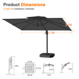 Patioslife Aegis Pro All-weather Cantilever Parasol , Reinforced & Powder-Coated Aluminium Ribs and Pole — Perfect for Garden & Patio