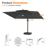 Patioslife Aegis Pro All-weather Cantilever Parasol with LED Lights, Reinforced & Powder-Coated Aluminium Ribs and Pole — Perfect for Garden & Patio