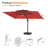 Patioslife Aegis Pro All-weather Cantilever Parasol with LED Lights, Reinforced & Powder-Coated Aluminium Ribs and Pole — Perfect for Garden & Patio