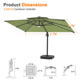 Patioslife Aegis Pro All-weather Cantilever Parasol with LED Lights, Reinforced & Powder-Coated Aluminium Ribs and Pole — Perfect for Garden & Patio