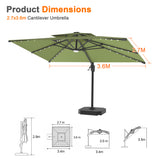 Patioslife Aegis Pro All-weather Cantilever Parasol with LED Lights, Reinforced & Powder-Coated Aluminium Ribs and Pole — Perfect for Garden & Patio