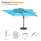 Patioslife Aegis Pro All-weather Cantilever Parasol with LED Lights, Reinforced & Powder-Coated Aluminium Ribs and Pole — Perfect for Garden & Patio