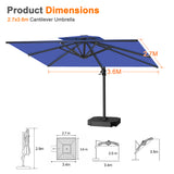 Patioslife Aegis Pro All-weather Cantilever Parasol , Reinforced & Powder-Coated Aluminium Ribs and Pole — Perfect for Garden & Patio