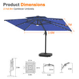 Patioslife Aegis Pro All-weather Cantilever Parasol with LED Lights, Reinforced & Powder-Coated Aluminium Ribs and Pole — Perfect for Garden & Patio
