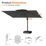 Patioslife Aegis Pro All-weather Cantilever Parasol , Reinforced & Powder-Coated Aluminium Ribs and Pole — Perfect for Garden & Patio