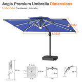 Patioslife Aegis Premium Cantilever Parasol with LED Strip Lights, Fibreglass Ribs & Powder-Coated Aluminium Pole — Luxury Garden & Patio Shade