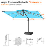 Patioslife Aegis Premium Cantilever Parasol with LED Strip Lights, Fibreglass Ribs & Powder-Coated Aluminium Pole — Luxury Garden & Patio Shade