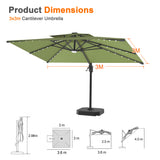 Patioslife Aegis Pro All-weather Cantilever Parasol with LED Lights, Reinforced & Powder-Coated Aluminium Ribs and Pole — Perfect for Garden & Patio