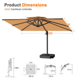 Patioslife Aegis Pro All-weather Cantilever Parasol , Reinforced & Powder-Coated Aluminium Ribs and Pole — Perfect for Garden & Patio