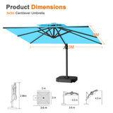 Patioslife Aegis Pro All-weather Cantilever Parasol , Reinforced & Powder-Coated Aluminium Ribs and Pole — Perfect for Garden & Patio
