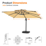 Patioslife Aegis Pro All-weather Cantilever Parasol with LED Lights, Reinforced & Powder-Coated Aluminium Ribs and Pole — Perfect for Garden & Patio