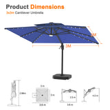 Patioslife Aegis Pro All-weather Cantilever Parasol with LED Lights, Reinforced & Powder-Coated Aluminium Ribs and Pole — Perfect for Garden & Patio