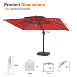 Patioslife Aegis Pro All-weather Cantilever Parasol with LED Lights, Reinforced & Powder-Coated Aluminium Ribs and Pole — Perfect for Garden & Patio