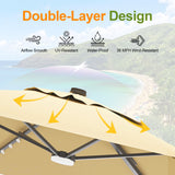 Patioslife Aegis Pro™ All-in-One Shade Round Cantilever Patio Parasol with solar LED lights | Premium Cover | Large Base