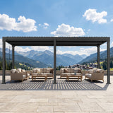 Patioslife Atlantic Premium Louvered Pergola with Adjustable Roof Panels, Integrated Gutter System & Freestanding All-Weather Outdoor Shelter for Patio, Deck & Poolside