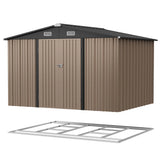 Patioslife Galvanised Steel Garden Shed Gable Roof Metal Outdoor Storage Unit Tool Shed for Garden Backyard Bike Storage All-Weather