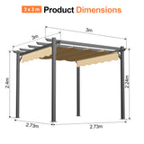 Patioslife Atlantic Retractable Pergola with Adjustable Canopy — Heavy-Duty Outdoor Shade Structure