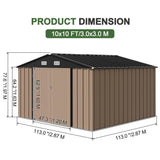 Patioslife Galvanised Steel Garden Shed Gable Roof Metal Outdoor Storage Unit Tool Shed for Garden Backyard Bike Storage All-Weather