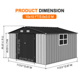 Patioslife YardVault Pro Galvanised Steel Metal Garden Shed with Window, Rust-Resistant Outdoor Tool Shed